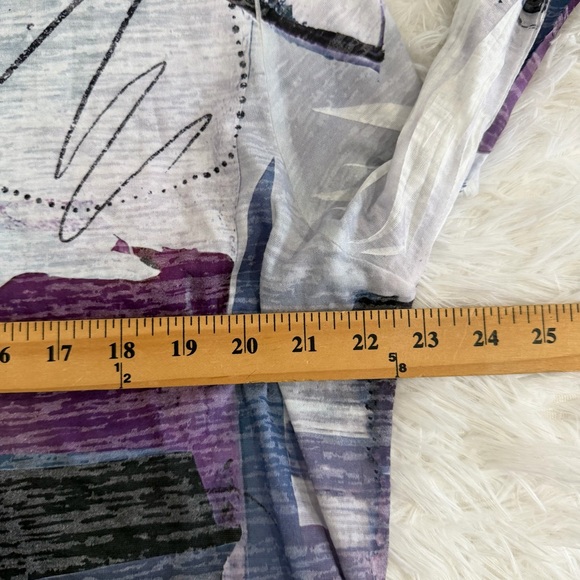 Jess & Jane Womens Abstract Print Burnout Tunic Top Size XL Art To Wear - Picture 6 of 9